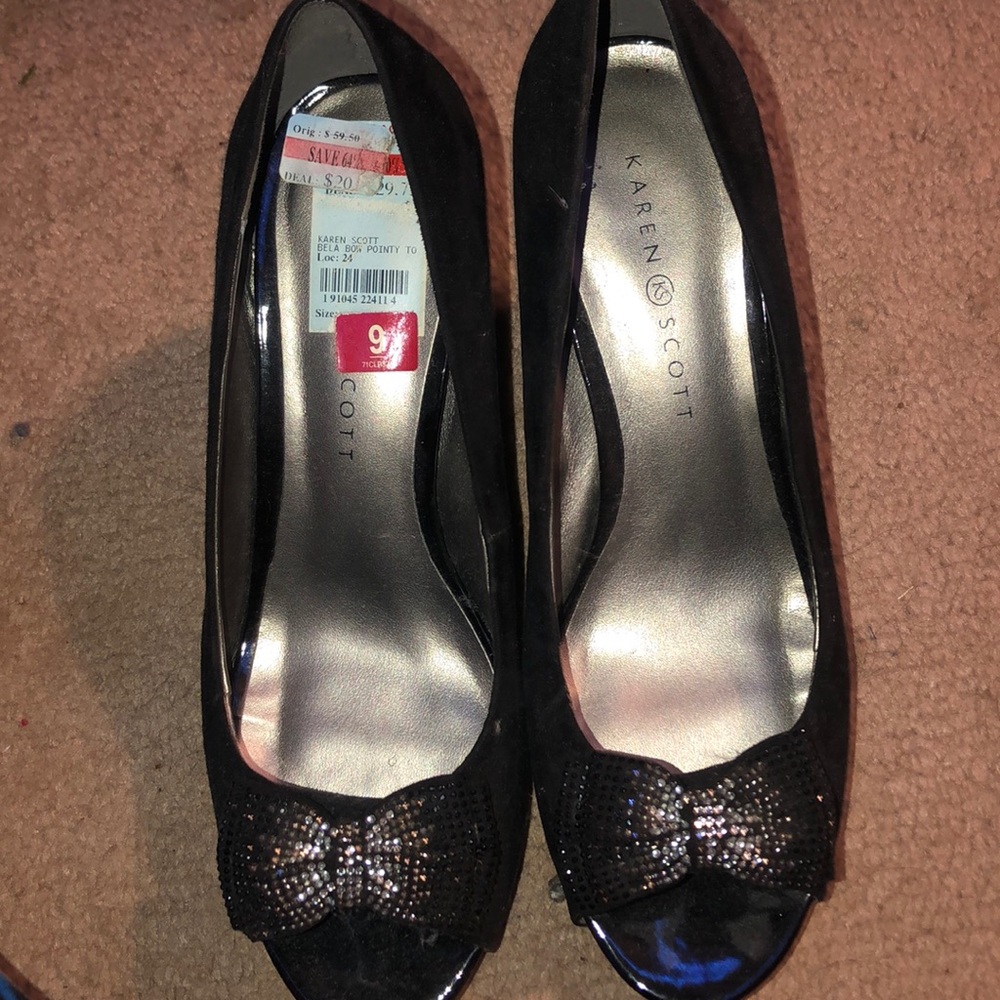 Black open toe heels